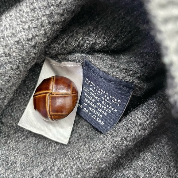 Hart Schaffner Marx Gray Shawl Collar Sweater M Lambswool Elbow Patch - Picture 6 of 11